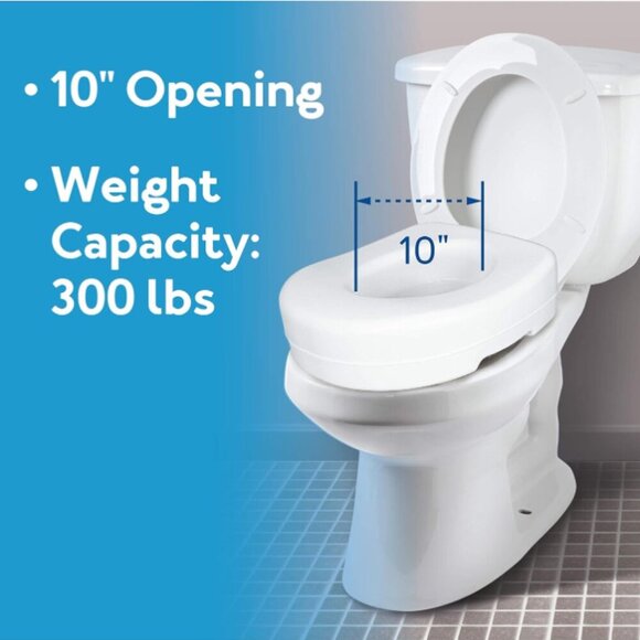 Carex Economy Raised Toilet Seat, 5.5'' White, 300 lb Capacity - 1 Count - Picture 8 of 9